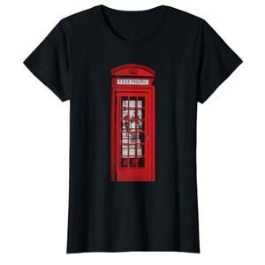 NEW Retro London Vintage Red Telephone Booth Womens Premium T-Shirt Sz L…